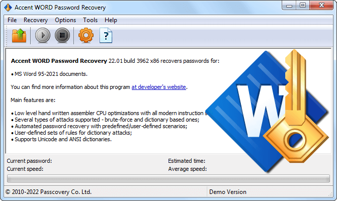 Accent WORD Password Recovery от Пасковери для Word 6-2019