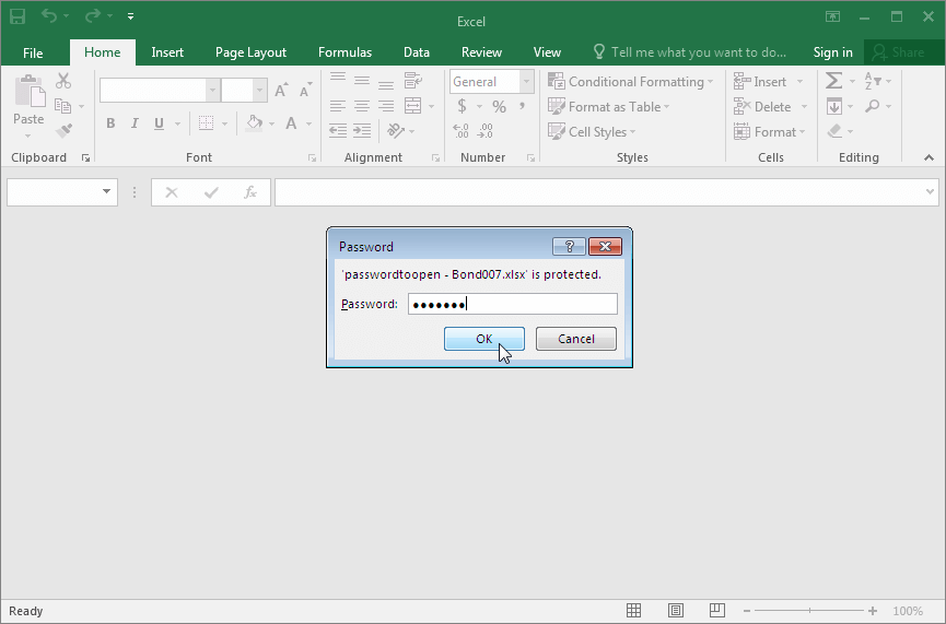 Запрос пароля на открытие в Microsoft Excel 2016-2019