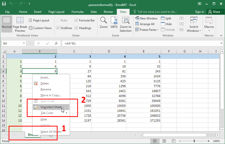 Microsoft Excel 2016-2019. Контекстное меню для листа Excel