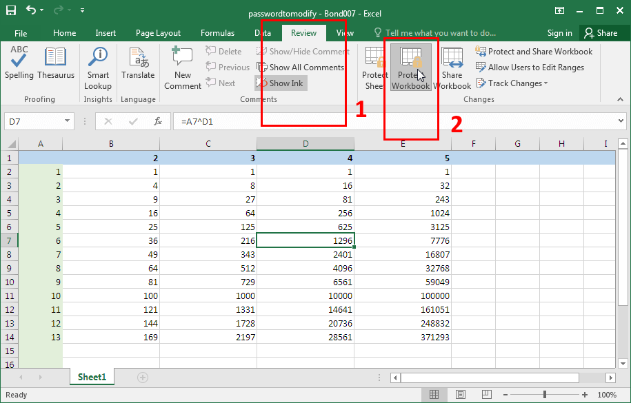 Microsoft Excel 2016-2019. Вкладка с защитой книги и страницы