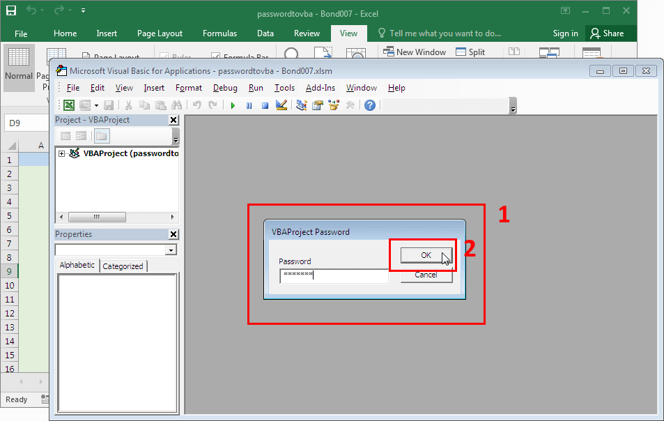 Microsoft Excel 2016-2019. Запрос VBA пароля