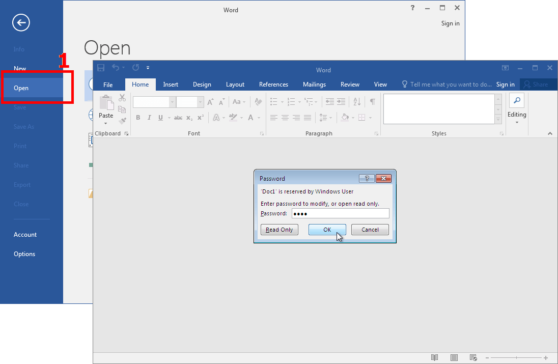 Microsoft Word 2016-2021. Запрос пароля записи изменений