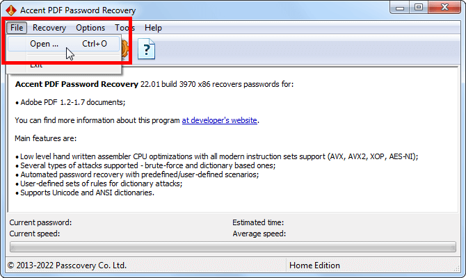 AccentPPR – программа для разблокировки PDF паролей
