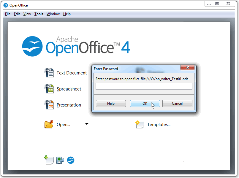 Инструкция как снять и восстановить пароль для OpenOffice
