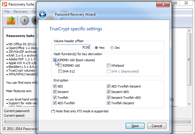 Восстановление пароля TrueCrypt. Настройки для полностью шифрованного диска