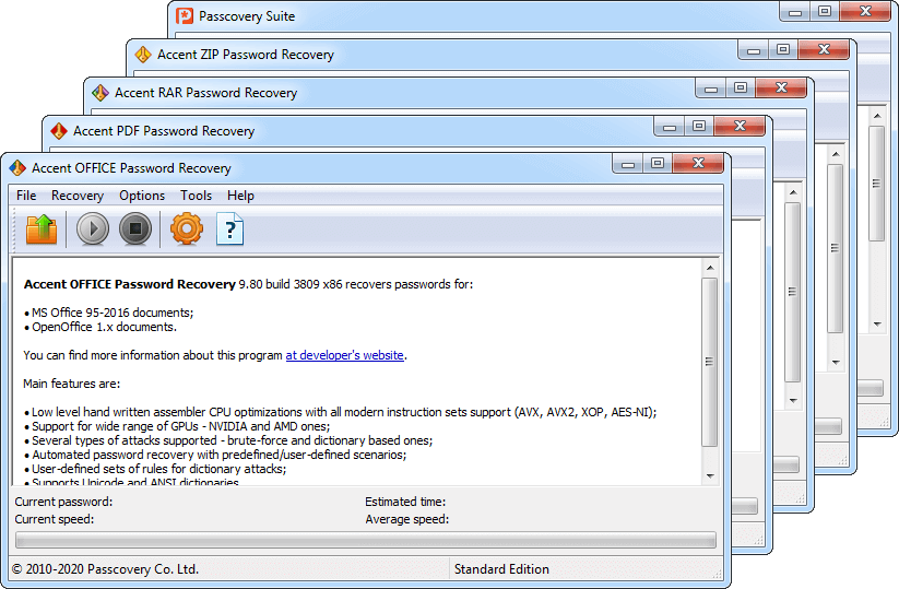 PasscoverySuite - решение для взлома забытых паролей Microsoft Office, OpenOffice, Zip, RAR
